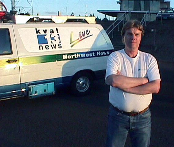Me and KVAL Ch 13 live trucks